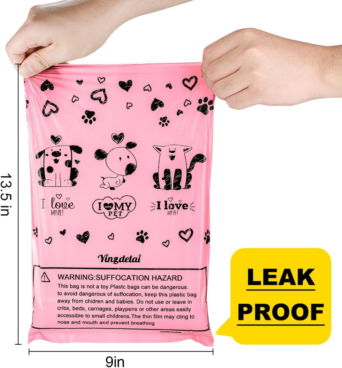 Dog Poop Bag Biodegradable 540 Count Dog Waste Bags with Dispenser - Pink- 540 Unsented - image 3