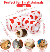 Guinea Pig Tunnel Hideout 3-Way Collapsible Small Pet Tubes - Heart