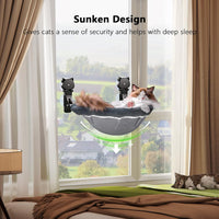 Cat Window Perch Cordless, Foldable & Stable Cat Beds - Faux Rabbit Fur / Grey - image 2