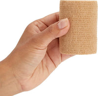 12-Rolls Self Adherent Bandage Wrap, Vet Tape - 3 in x 5 Yds Breathable, Elastic Cohesive Wrap Tape for Wrist, Swelling, Sports, Tattoo (Tan)