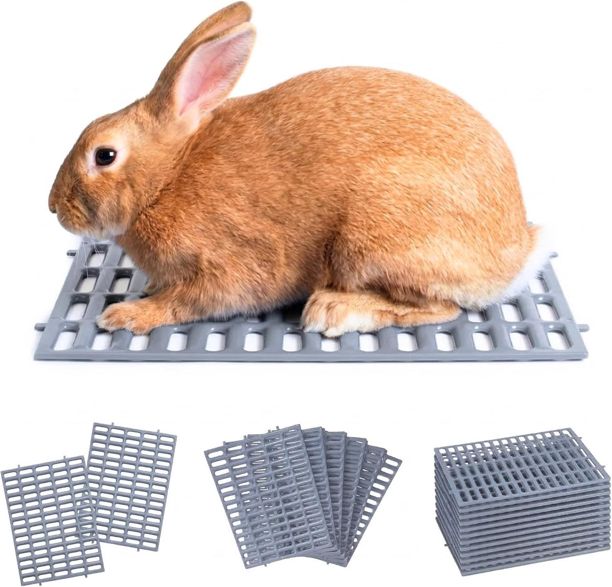 Premium Plastic Rabbit Cage Mats, 15x10 Mat - 12 Pack / Gray