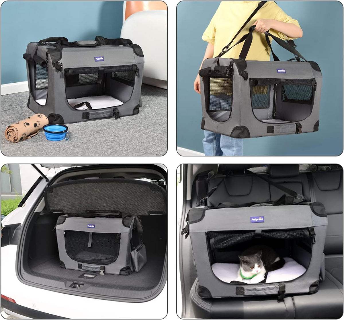 Portable Collapsible Dog Crate - Gray / 24.0"L x 17.0"W x 17.0"H - image 4