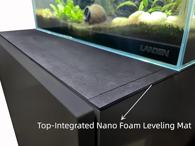 LANDEN Aquarium Wooden Stand and Cabinet for up to 72.2 Gal Tank, Fish Reptile Sea Salt WaterTank Stand, Nano Foam Leveling Mat Included, W47.2xD19.7xH31.5 in, Wooden Matte Black Painted(Stand Only)
