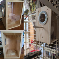 Parakeet Nesting Box Transparent Bird House Bird Nest Box for Cage - Wooden / [L:8.9 x 5.9 x 5.9 lnches] - image 2