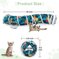 Glittme Cat Tunnel, Cat Tunnels for Indoor Cats - Dark Teal Tropical - image 3