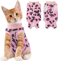 Coppthinktu Cat Recovery Suit Female Cat Onesie After Surgery Anti - Medium / Leopard Pink