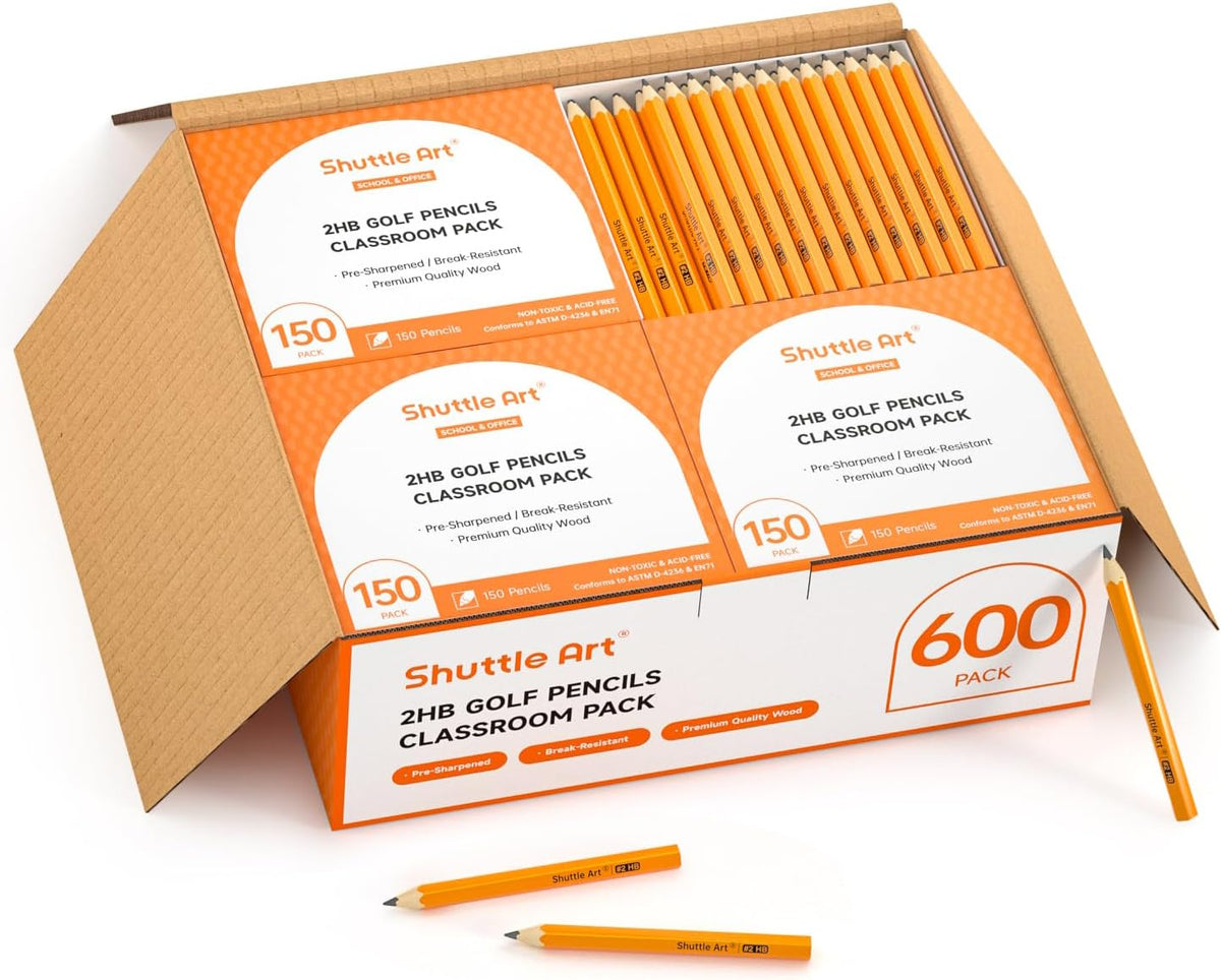 Shuttle Art 360 Pack #2 HB Golf Pencils - Yellow / 600