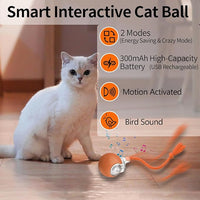 Interactive Cat Toys, Automatic Moving Cat Toys for Bored Indoor Adult Cats, Fast Rolling, Chirping & Motion-Activated Kitty Toys, Fun Gift for Cats with Speedy Tail 2.0, USB Rechargeable, Orange
