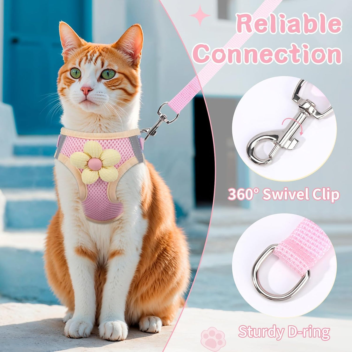 Cat Harness and Leash Set, Escape Proof Soft Vest Walk Pink XS – Essentials for Cats - Sakura pink / Extra Small - image 2
