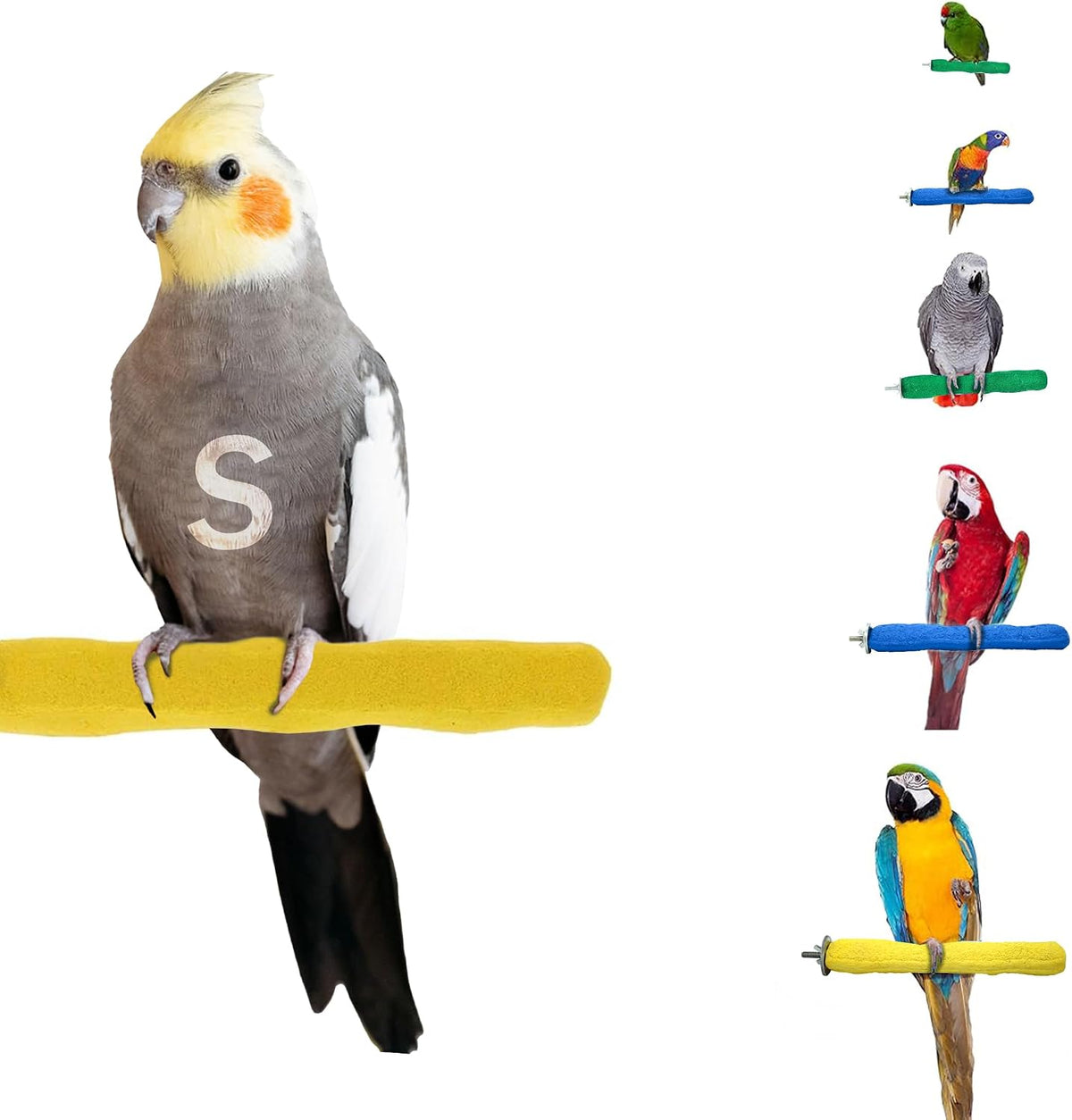 Sweet Feet and Beak Comfort Grip Safety Bird Perch - Yellow / Small 6.5"