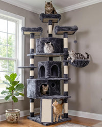 Hey-brother Cat Tree Tower with Multi-Level Large Condo - Gray