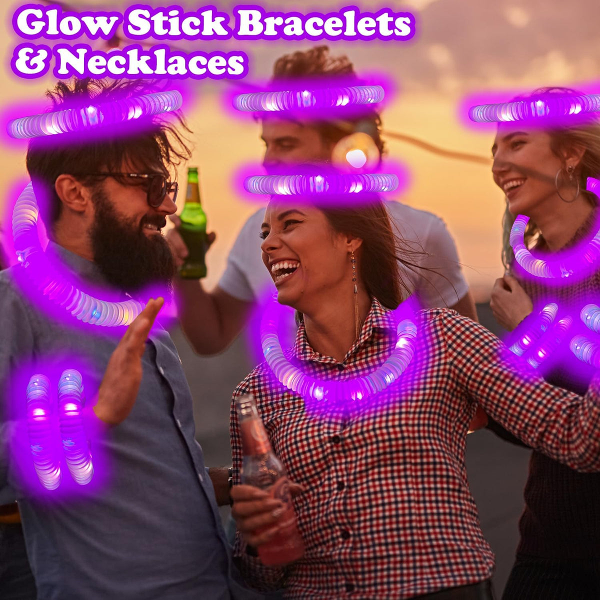 Kannove purple light up glow stick pop tubes, 12 pack - view 14