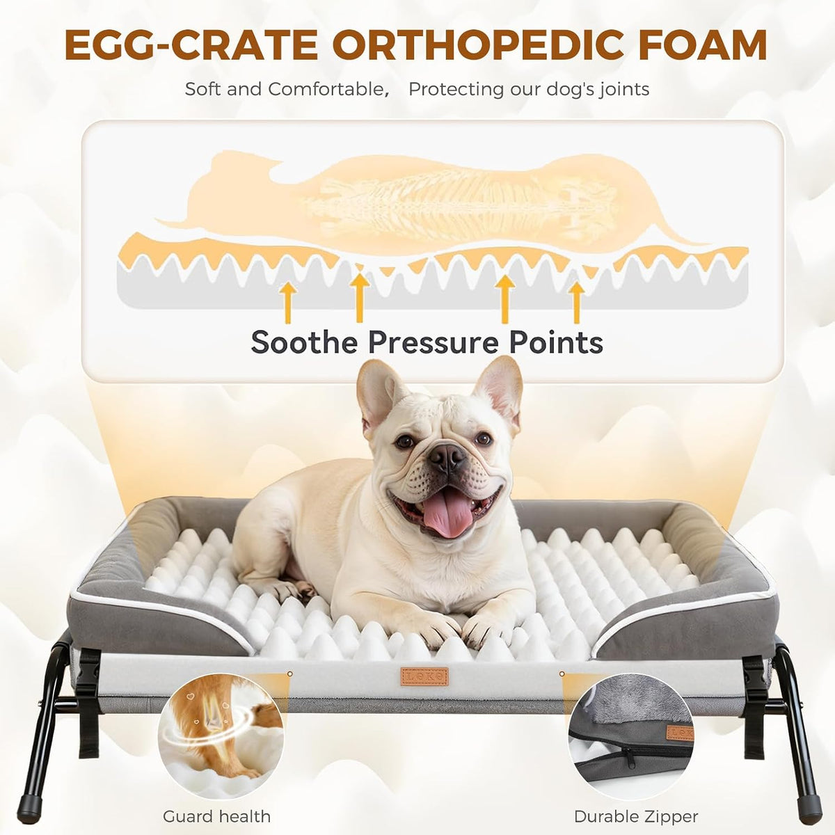 Lekereise Outdoor Elevated Dog Beds for Small Dogs - 31.7"L x 26.4"W x 8.7"Th - image 3