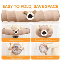 Collapsible Cat Tunnel Straight Tube for Indoor Cats & Kittens Large Foldable Play Cave Toy with Hanging Ball & Peek Hole,Ideal for Rabbits, Ferrets, Puppies & Small Pets