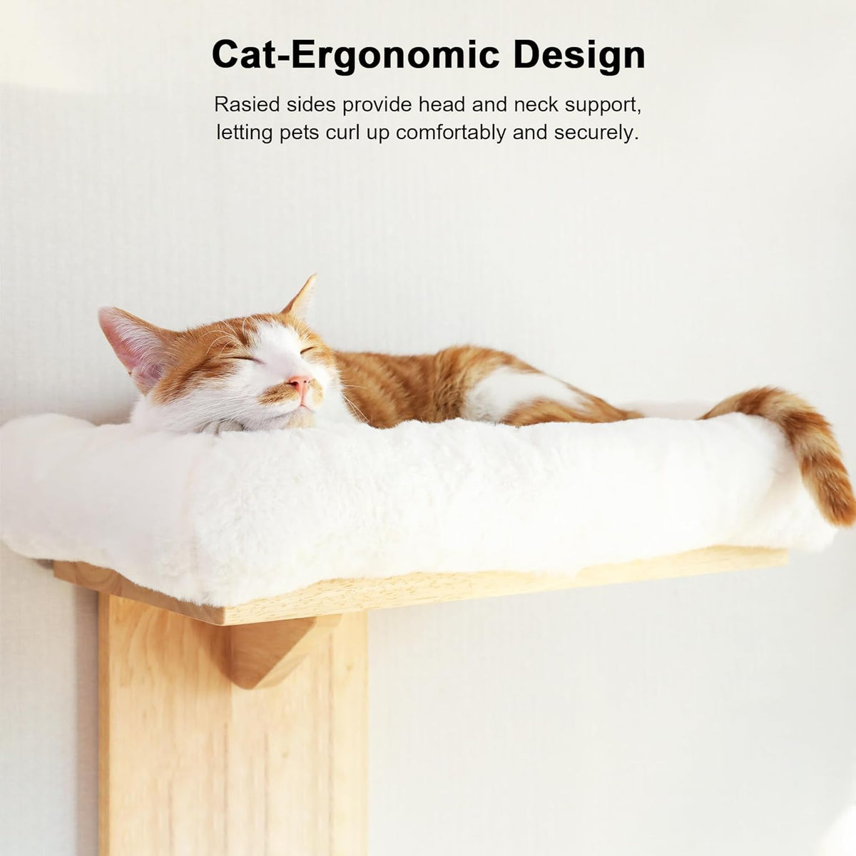 FUKUMARU Cat Wall Shelves, 2 Platform with Soft Cushion Perch – Essentials for Cats - White cushion - image 4