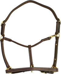 Leaders 3/4" Leather Halter for Horses with Customized Engraved Name Plate Brown Leather with Solid Brass Hardware