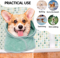 Dog Bathrobe, Fast Drying Coat - Small / Green - image 2