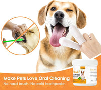 Dental Care Finger Wipes for Dogs & Cats, Reduces Plaque & Tartar, Freshens Breath, Pre-Soaked Pet Teeth Wipes, Easy to Use Disposable Oral Cleaning Pads,Mint Flavor,100pcs