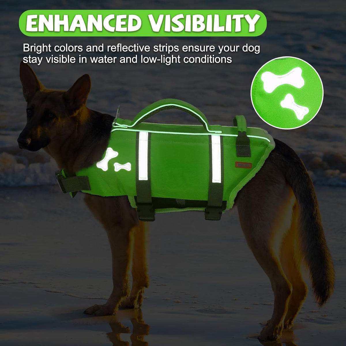 EMUST Dog Life Jacket, Waterproof, Breathable - L / NewGreen - image 4