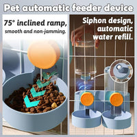 kathson Automatic Rabbit Food and Water Dispenser for Cage, Auto Gravity Bunny Feeder and Water Set Hanging Small Animal Feeding & Watering Supplies for Guinea Pig Ferret Puppy Kitten (Blue)