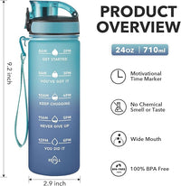 Enerbone Water Bottle, Leakproof BPA & Toxic Free, Motivational Water Bottle with Times to Drink and Straw, Fitness Sports Water Bottle with Strap for Office, Gym, Outdoor Sports
