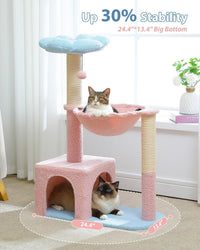Flower Cat Tree with Large Metal Frame Hammock - 35" Upgraded Flower Cat Tree / Blue - image 3