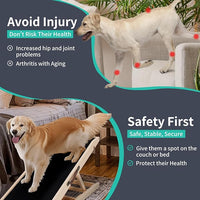Dog Ramp, Adjustable Height Wooden Folding Pet Ramp for Bed, Couch,SUV-High Traction, Portable Paw Ramps for Small & Large Old Dogs & Cats - Furniture Quality