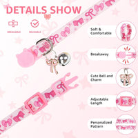 Breakaway Cat Collars with Bell - Pink Bow & Plaid & Heart - image 2