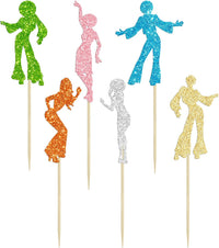 Gyufise 24Pcs Dance King Cupcake Toppers Glitter Jazz Dancers Happy - Multi - image 3