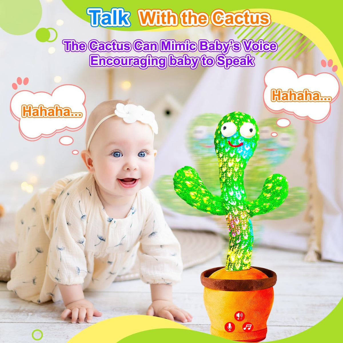 Rechargeable Dancing Talking Cactus Toy - Green - image 4