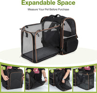 Cat Carrier Backpack, Expandable Pet Carrier with Sun Shade & Full Front Opening, Breathable Mesh - Black / XL-Mesh Window - image 4