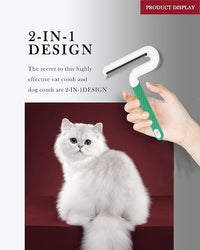 Pet Flea Comb for Dogs & Cats - Grooming Tool with Long & Short Steel Teeth, Safely Removes Tangles and Knots, Gentle Detangling Brush for Pet Hair (TG2043)(Green)