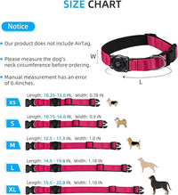 Upgraded AirTag Dog Collar, IP68 Waterproof Air Tag Dog Collar Holder, Reflective, Ultra-Durable, Comfortable Padded, Heavy Duty Dog Collars for Small Medium Large Dogs (XL (15.6"-22"), Hotpink)