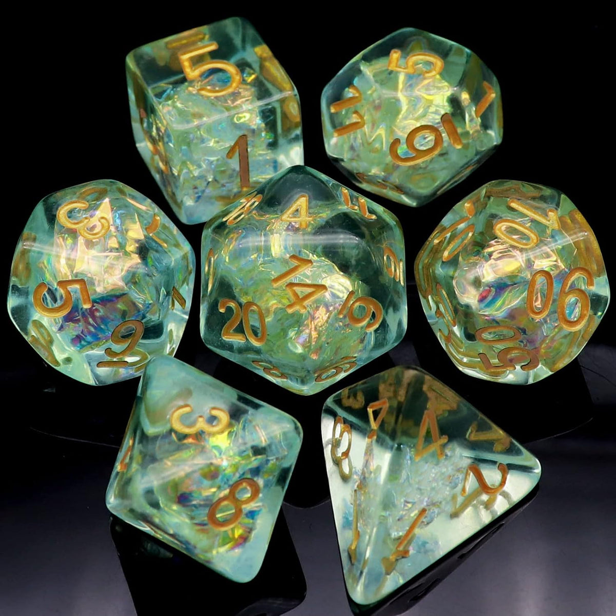 Haxtec Light Green DND Dice Set - Light Blue Green
