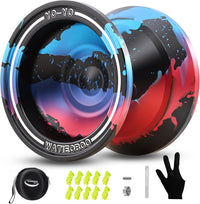 W07 yoyo Professional Metal Trick Yoyo Responsive & Unresponsive – Fun for Kids & Family - W07-Black Blue Red-Pro yoyo