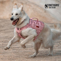 OneTigris Tactical Dog Harness for Small Dogs, No Pull Small Dog Vest Harness with Handles Breathable Military Dogs Molle Vests, Walking Hiking Training (Pink, X-Large)