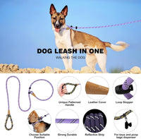 Slip Lead Dog Leash Reflective Training Durable Braided Rope Leashes – Essentials for Dogs - Light Purple / 2PCS Large 1/2in x 6ft - image 2