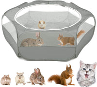 Small Animals Playpen, Waterproof Pet Tent with Zippered Top - Gray
