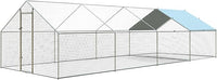 4ever2buy Large Metal Chicken Coop with Run Walk-in Poultry Cage Chicken Runs House Pen Cage Spire Roofed Chicken Coops with Anti-Ultraviolet Cover for Outdoor Backyard Farm Use 9.5’Lx24.9’Wx6.4’H