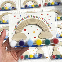 BOIKOKY 12-pack rainbow painting party favor kits with wooden rainbow magnets