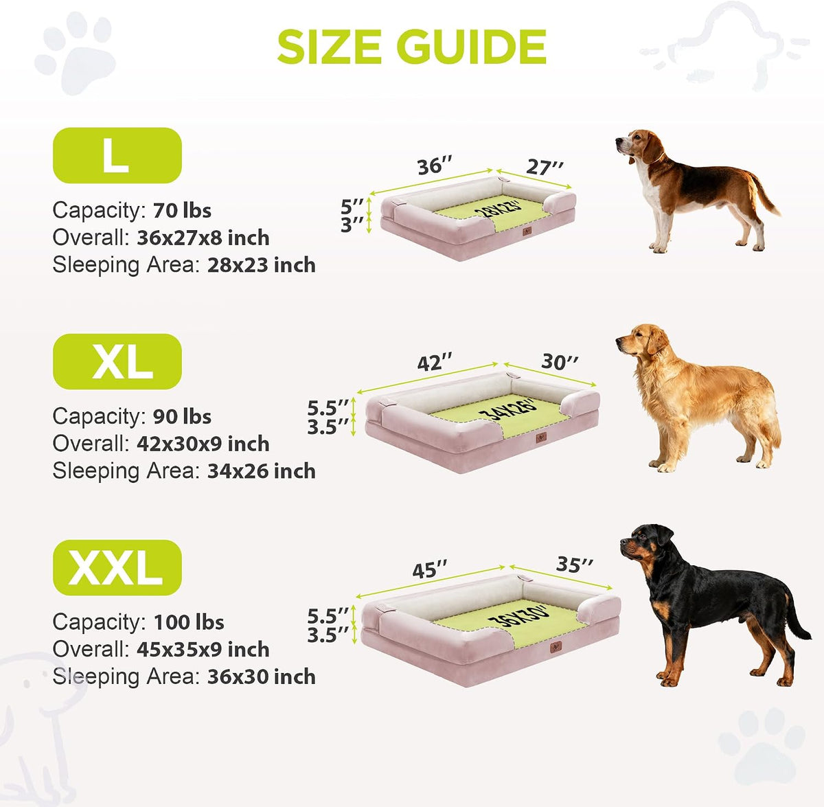 Waterproof Orthopedic Dog Bed for Extra Large Sized Dogs – Essentials for Dogs - 45 x 35 x 9 in / Pink - image 4