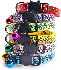 Reflective 2 Pack Breakaway Cat Collars with Bell Leopard Pattern - Pink - image 2