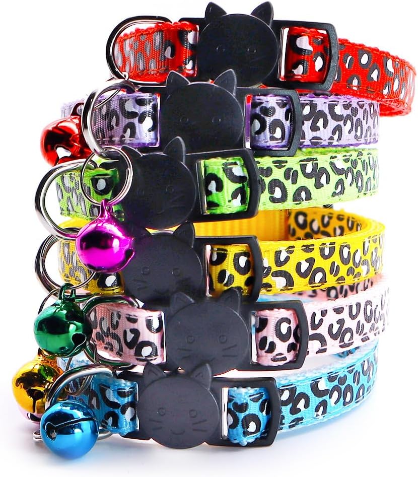 Reflective 2 Pack Breakaway Cat Collars with Bell Leopard Pattern - Pink - image 2