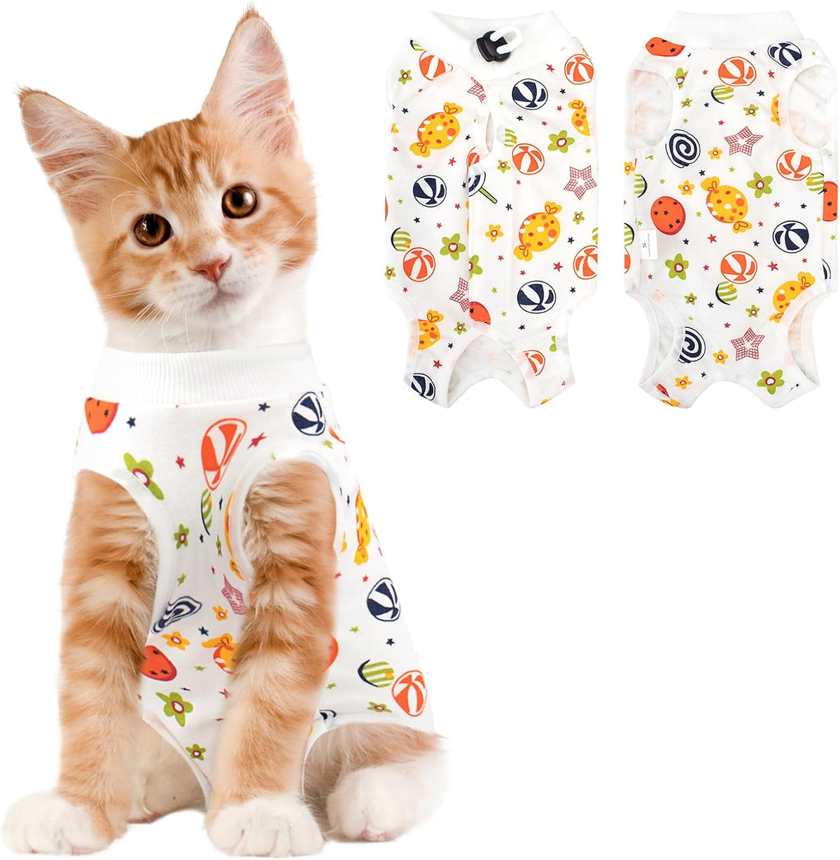 Coppthinktu Cat Recovery Suit Female Cat Onesie After Surgery Anti - Small / Candy