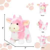 Easfan Walking Dog Toy for Kids Barking Interactive Puppy Stuffed - Pink_Cow - image 3