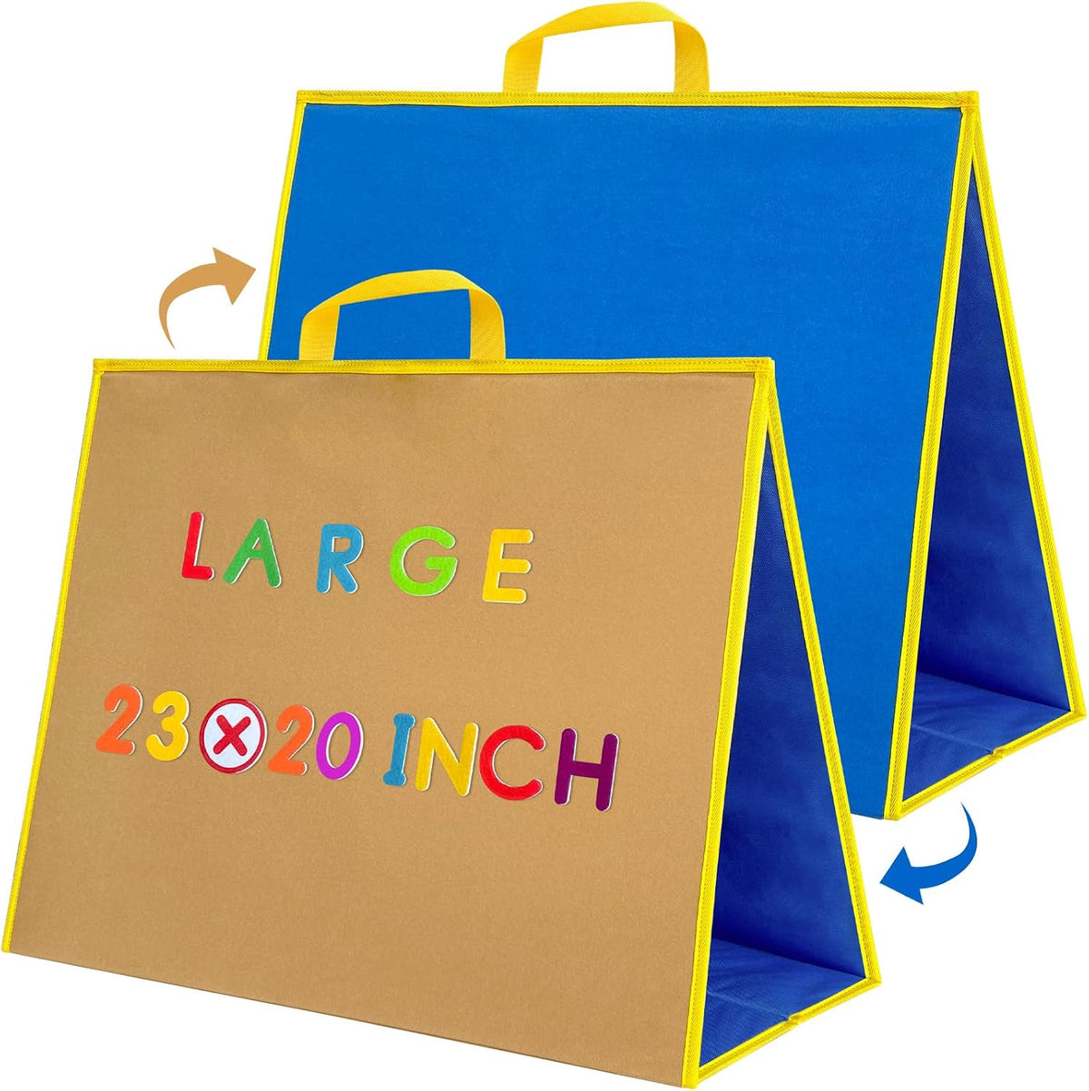PENGFULL large felt flannel board with blue and beige double-sided surface, folding stand design