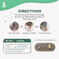 Cat Hip and Joint Pain Relief Supplement, Cat Arthritis Pain Relief, Heal from Sprains, Inflammation and Injuries, Improve Mobility, Natural Easy-to-Swallow, Odorless, Tasteless, 400 Pills