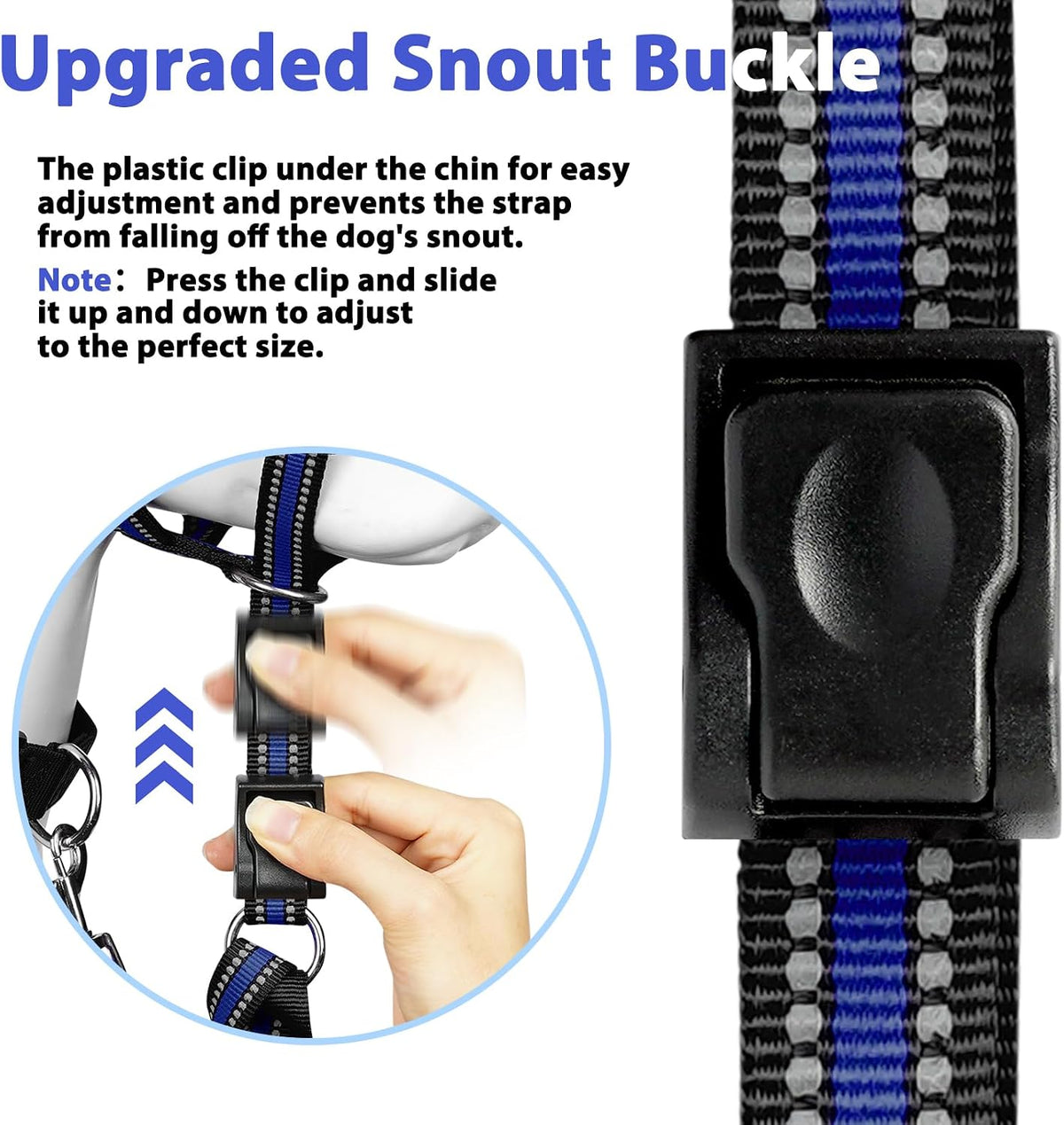 Soft Dog Head Collar, Patented Padded No Pull Training Head Halter – Essentials for Dogs - Blue / XL (Snout 12"-17.5") - image 4