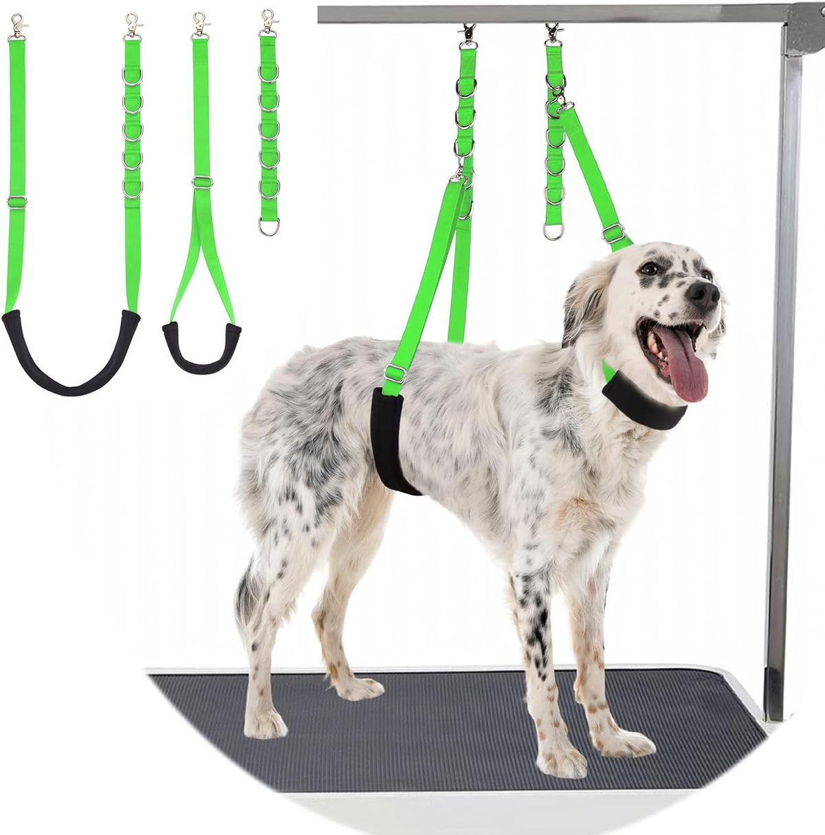 Dog Grooming Belly Strap - 3PCS Grooming Restraint Set Adjustable Belly Band Loops Strap - Green