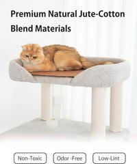 37.5" Cat Tree Tower for Large & Senior Cats, Low-Step Design – Essentials for Cats - Light Grey 37.4'' - image 4